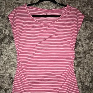 Pink & White Striped Shirt Medium